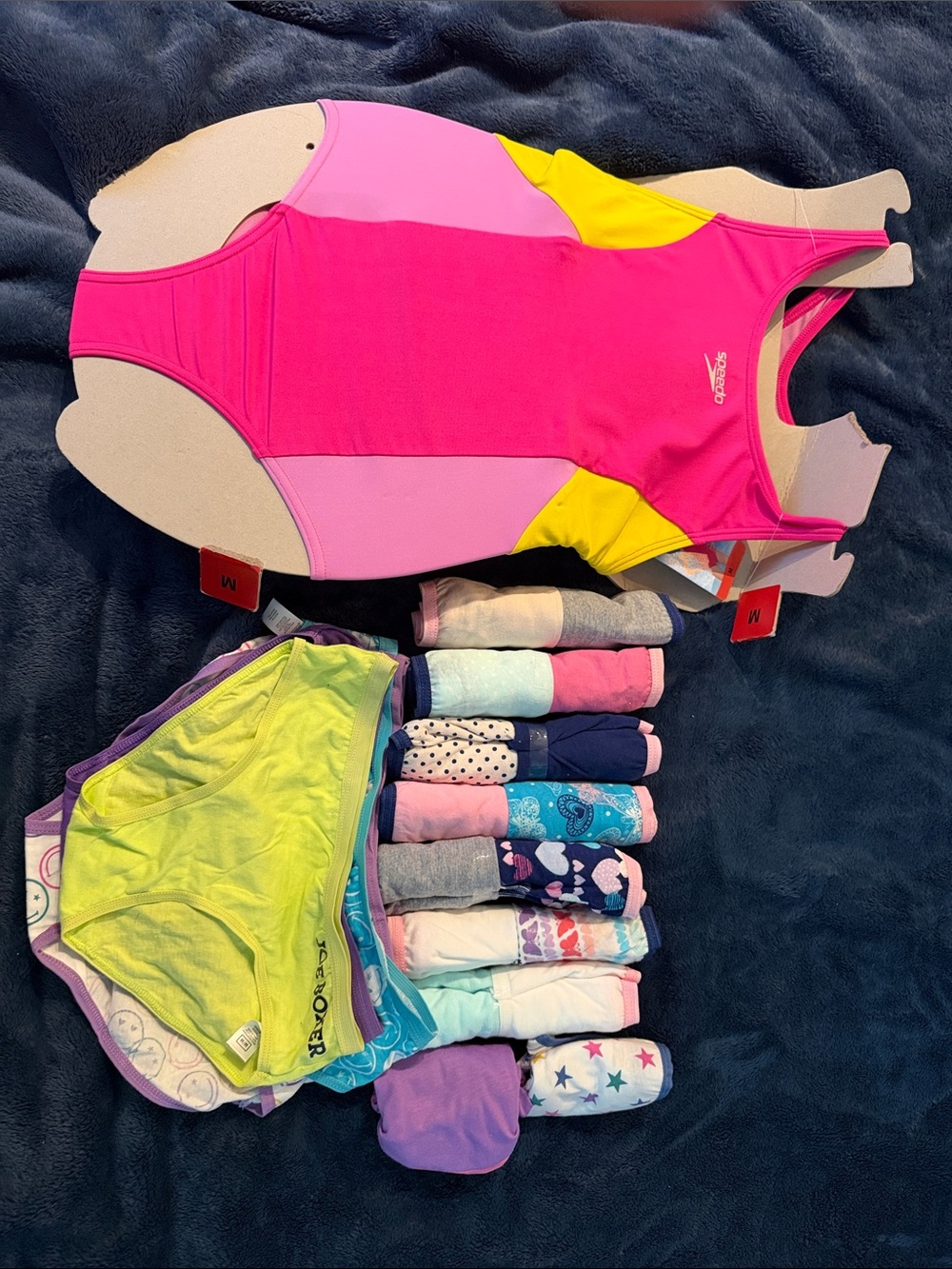 Speedo Hot Pink and Yellow Colorblock One-Piece Swimsuit and Undies